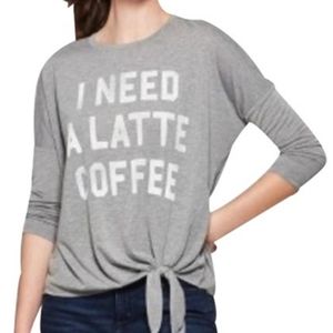 Modern Lux Grey small "I Need A Latte Coffee" Graphic Dolman 3/4 Sleeves [70]